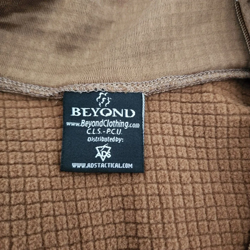 Beyond Clothing PCU Level 2 Grid Fleece Mens S Brown Excellent Quarter Zip Top